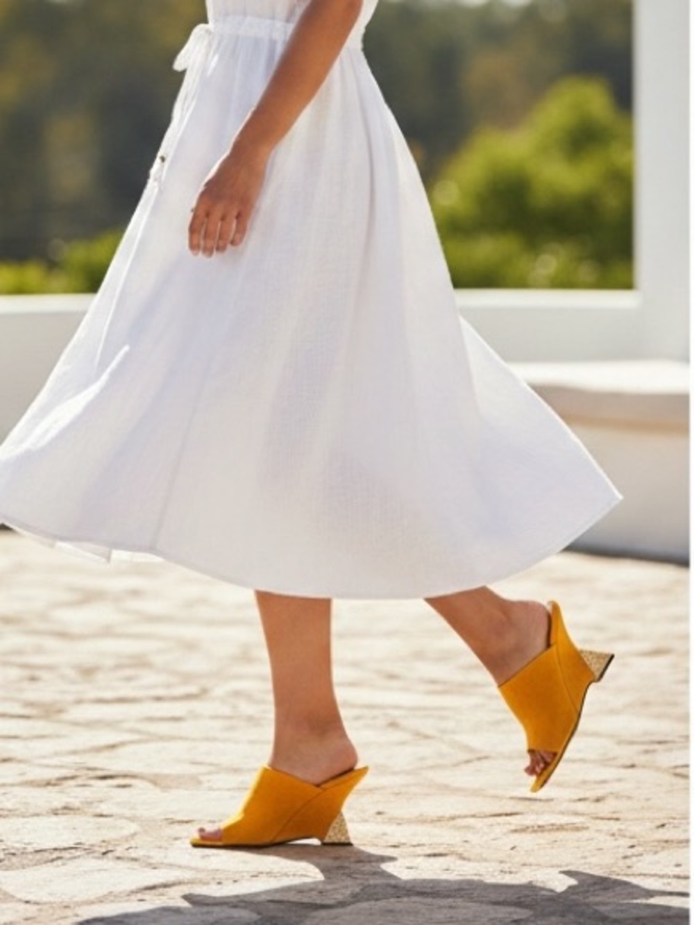 Cape Robbin Orange Yellow Suede Open-Toe Mules with Embellished Block Heel - Picture 4 of 13